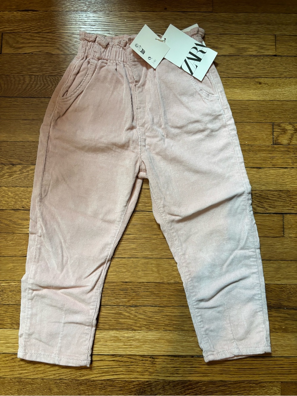 NWT 3T-4T Zara Girls Paperbag Microcorduroy Pants